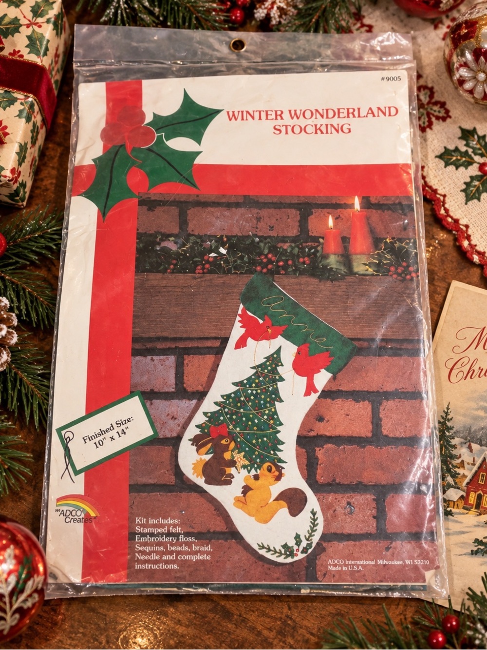 Vintage Winter Wonderland Christmas Stocking Kit Squirrel Rabbit Woodland